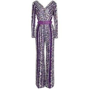 Saiid Kobeisy Canton Crepe Beaded Jumpsuit With A Wrapped Top - NWT